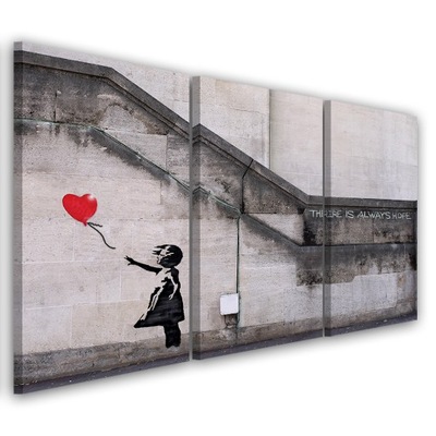 OBRAZ TRYPTYK Banksy Dziewczynka Balon 150x100