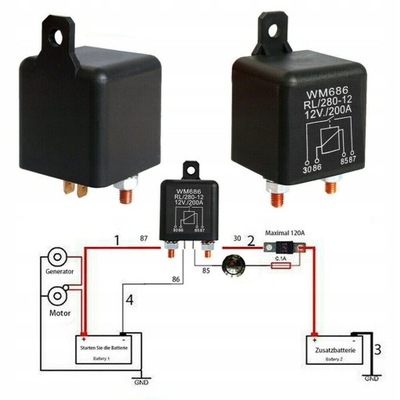 4PIN PONAD 200A 12V DOBLE BATERIA AISLAMIENTO PRZE  