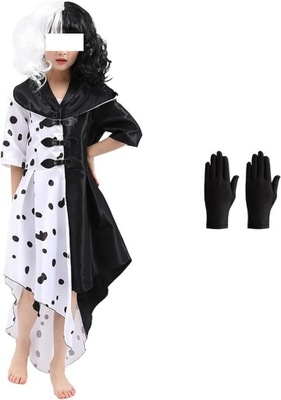Kostium przebranie dla dzieci Cruella De Mon na halloween Cosplay rozmiar M