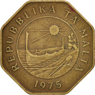 Moneta, Malta, 25 Cents, 1975, EF(40-45), Mosiądz,