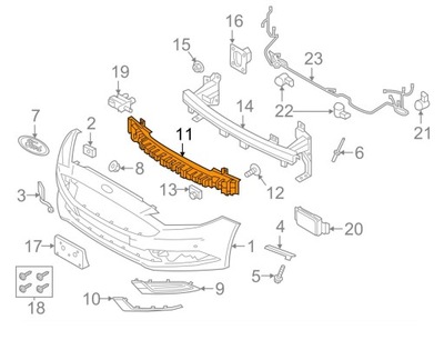 ABSORBEDOR DE PARAGOLPES FORD MONDEO 18- HS7Z17C882AA  