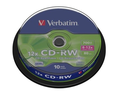 Płyta CD-RW Verbatim CD-RW 8-12x 700MB 10P