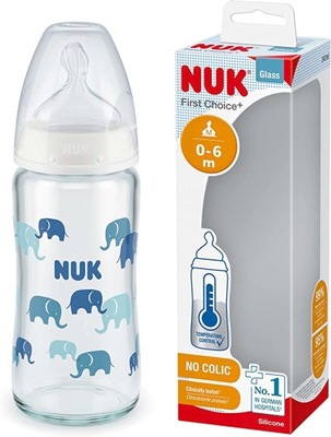 NUK First Choice+ Butelka Szklana 240 ml Słoń 0-6 m