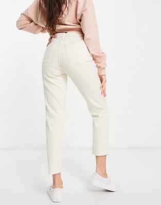 SPODNIE DAMSKIE MOM JEANS ECRU DZIURY 38 1VAA