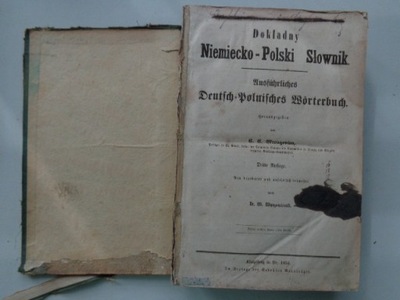 DOKŁADNY NIEMIECKO-POLSKI SŁOWNIK Mrongovius 1854