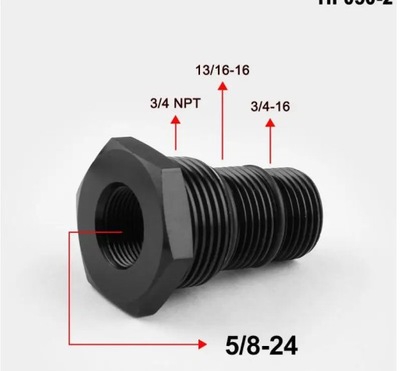 1/2-28,5/8-24 to 3/4NPT,13/16-16,3/4-16 Automotive Threaded Aluminum~25646