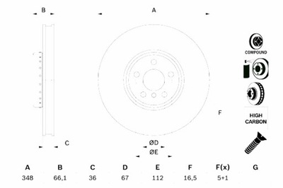 BOSCH DISKAI STABDŽIŲ 2SZT. PRIEK. BMW 2 G42 3 G20 G80 G28 3 G21 3 