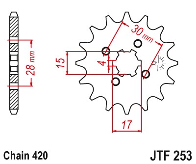 ENGRANAJE PARTE DELANTERA JTF253-12 12Z TAMAÑO 420  