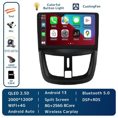 NAVEGACIÓN GPS PARA PEUGEOT 207 2006-2015 RADIO DE AUTOMÓVIL BEZPRZEWODOWE CARPLAY DSP RDS  