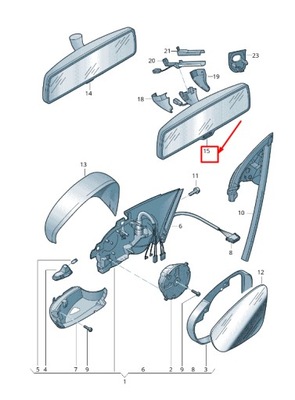 Vw beetle 5c interior rear вид mirror 1k8857511dicj 1k8857511d icj фото №1