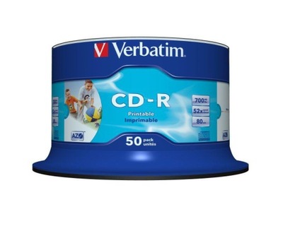 CD-R Verbatim 52x 700MB (Cake 50) WIDE PRINTABLE