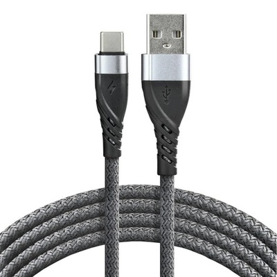 Kabel przewód pleciony USB - USB-C / Typ-C everActive CBB-2CG 200cm z obsłu