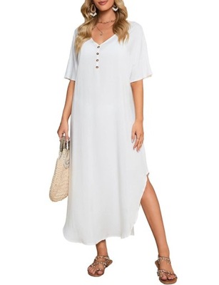 Bsubseach Solidna Sukienka Plażowa Sukienka Letnia Biały
