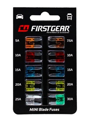 FUSES FLAT MINI 10SZT STANDARD FIRSTGEAR SPARE WARSZTAT  