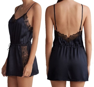 INTIMISSIMI czarna koszulka Satin Darlings JEDWAB M/38