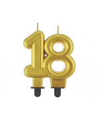 Świeczka na tort 18 urodziny, liczba „18” złota