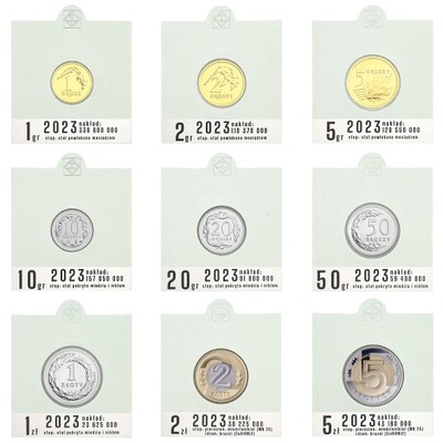 Holdery na monety obiegowe + 5 zł z 2023 z opisem