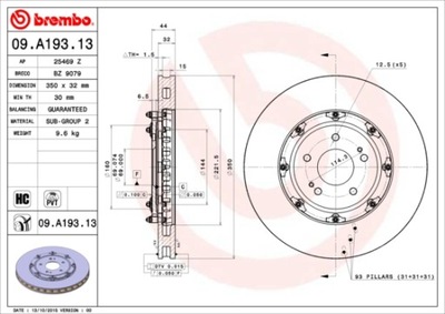 ДИСКИ ТОРМОЗНЫЕ ТОРМОЗНЫЕ ПЕРЕД BREMBO 09.A193.13 09A19313