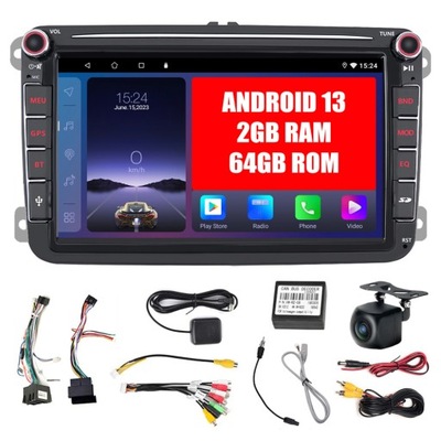 RADIO ANDROID 13 GOLF 5 V 6 VI VW PASSAT B6 B7 TIGUAN TOURAN CADDY 2GB/64GB  