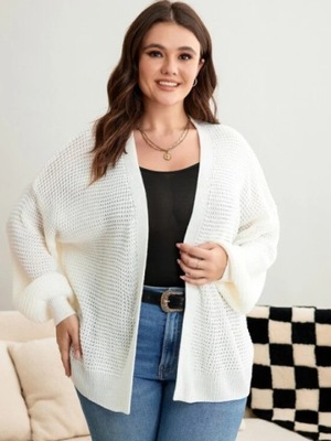 SWETER ECRU NARZUTKA PLUS SIZE DŁUGI RĘKAW 48 VŹC