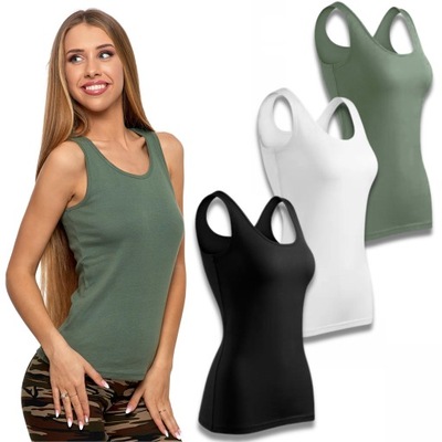 3x DAMSKI Tank TOP Bawełniany Moraj Podkoszulka Zestaw Komplet 3szt r. M