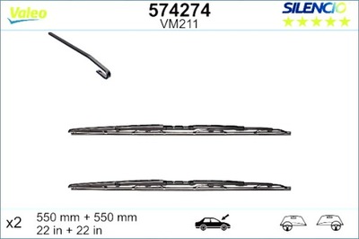 VALEO LIMPIAPARABRISAS ESCOBILLAS PARTE DELANTERA 2SZT. VM211 SILENCIO 550MM AUDI A4 B6  