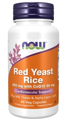 Czerwony ryż drożdżowy 600mg z CoQ10 60k NOW Foods