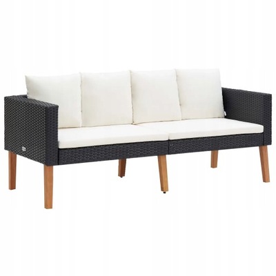 2-osobowa sofa ogrodowa z poduszkami, rattan PE, c