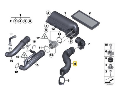 MINI COOPER S R55 R56 R57 R58 TUBO CABLE AIRE 2753070 CON  