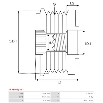 ALTERNADOR - EMBRAGUE JEDNOKIERUNKOWE AS-PL AFP3009(INA)  