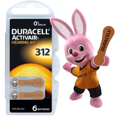 6x BATERIE DURACELL DO APARATÓW SŁUCHOWYCH 312 PR