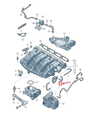 Vw t-roc a1 впуск manifold шатун шланг 06k133595 original фото №1