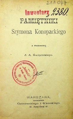 Pamiętniki Szymona Konopackiego 1899 r.