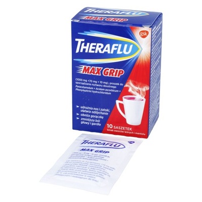 THERAFLU Max Grip grypa, przeziębienie 10 saszetek
