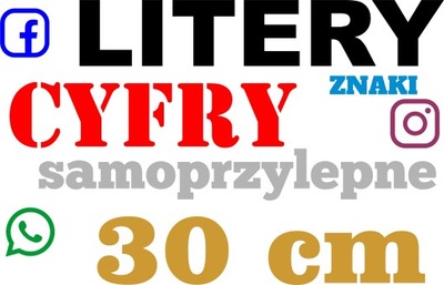 LITERY SAMOPRZYLEPNE CYFRY NAKLEJKA NAKLEJKI 30 CM