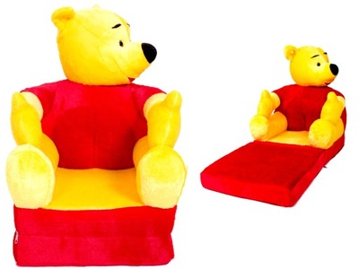 Rozkładany żółty pluszowy fotel Kubuś 5w1