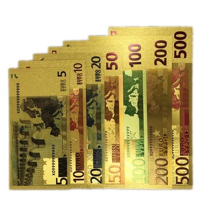 Kolekcjonerskie pozłacane banknoty EURO 7 sztuk