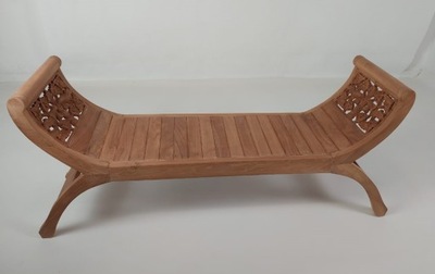 SHEKINA Zdobiona ławka z drewna tekowego