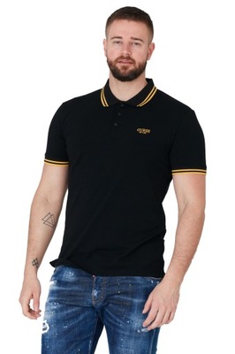 GUESS Czarna koszulka polo z wyszywanym logo r S