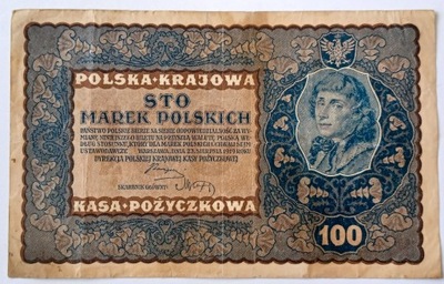 Banknot II RP 100 Marek Polskich 1919 rok IE Serja M