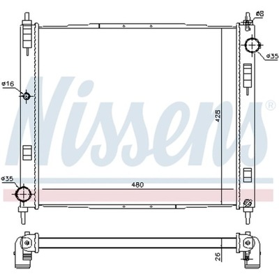 РАДИАТОР, СИСТЕМА ОХЛАЖДЕНИЯ ДВИГАТЕЛЯ NISSENS 68746