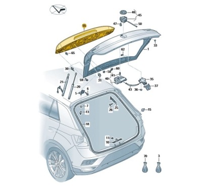 Спойлер задній кришки багажника vw t-roc оригінальний номер 2ga827936bgru фото №1