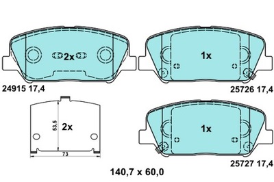 ATE ZAPATAS DE FRENADO CERÁMICOS PARTE DELANTERA HYUNDAI GENESIS I30 KIA CEED  