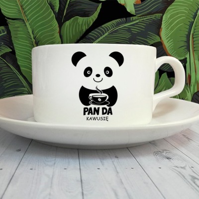 Filiżanka Panda kawusię kawa do kawy smacznej kawusi