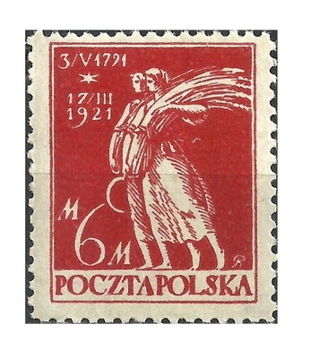 1921 Polska Fi.131b karminowo-czerwony * UCHWALENIE KONSTYTUCJI gwar. PZF