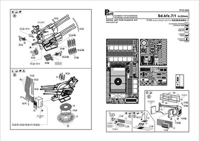 Part P72-006 1/72 SdKfz.7 4x20mm AA GUN (Hasegawa)