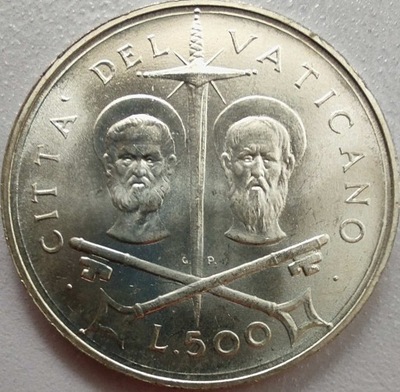 0544 - Watykan 500 lirów, 1967 ag