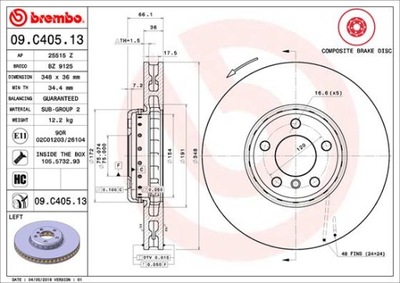 BREMBO 09.C405.13 ДИСК ТОРМОЗНОЙ