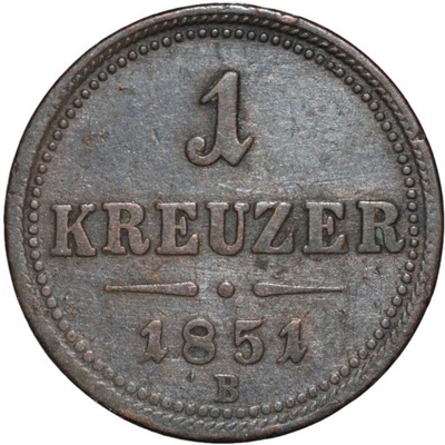 Austria 1 kreuzer krajcar 1851 B