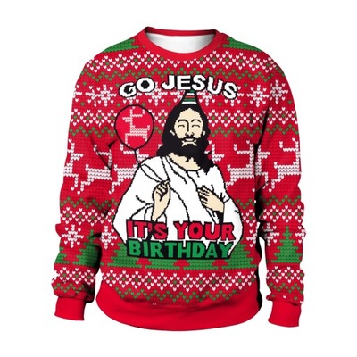 Bluza świąteczna Brzydki Idź jezus to twoje urodziny świąteczny sweter swet